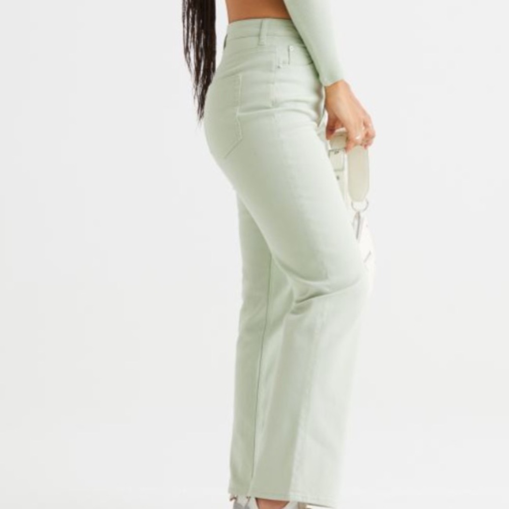H&M Blue Twill High Waist Wide Leg Pants Size 14